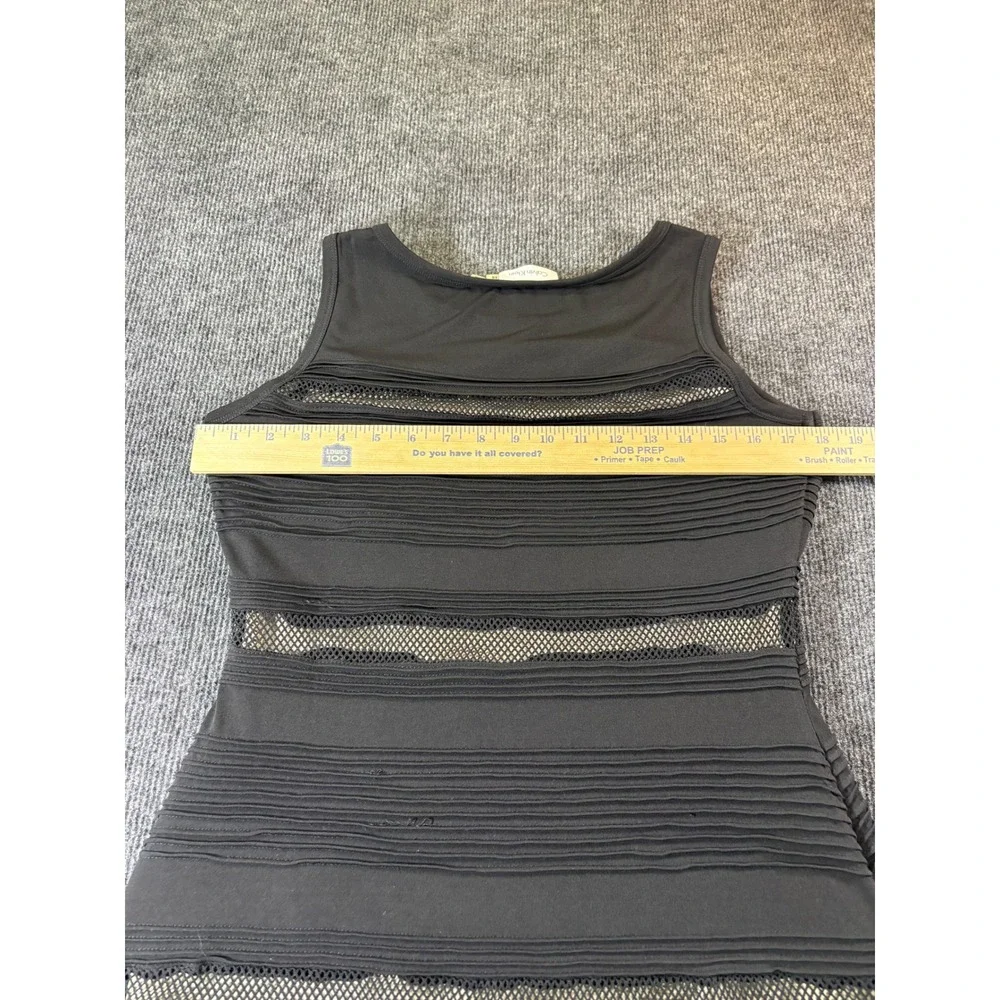 Calvin Klein Womens Black Pleated Mesh Panel Sheath‎ Dress CDUG4811 Size 10